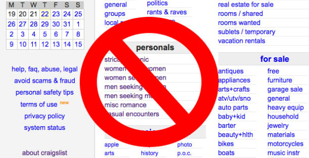 Craigslist Personals Ads banned